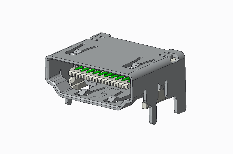 HDMI A Type Female 19P SMT  (逆向式 脚长2.20mm) 2.1版